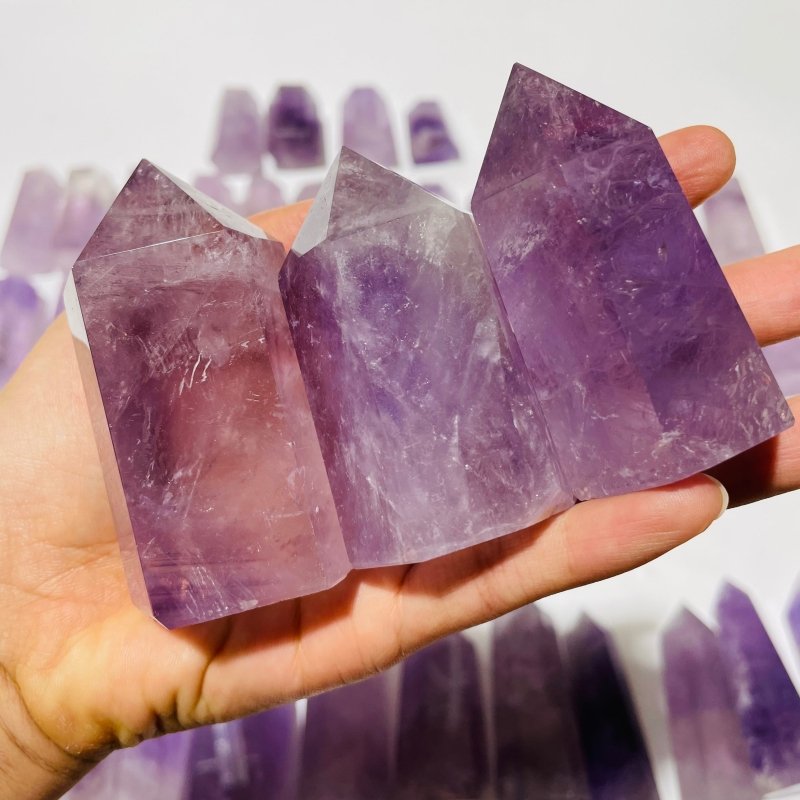 52 Pieces Fat Light Purple Lavender Amethyst Points -Wholesale Crystals
