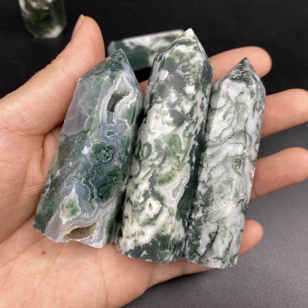 moss agate point -Wholesale Crystals