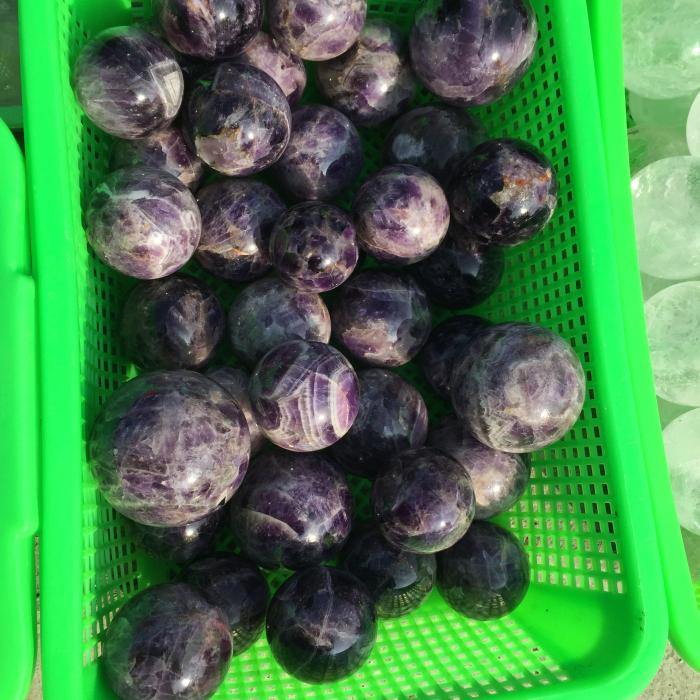 2-4in(5-10cm) amethyst chevron sphere ball -Wholesale Crystals