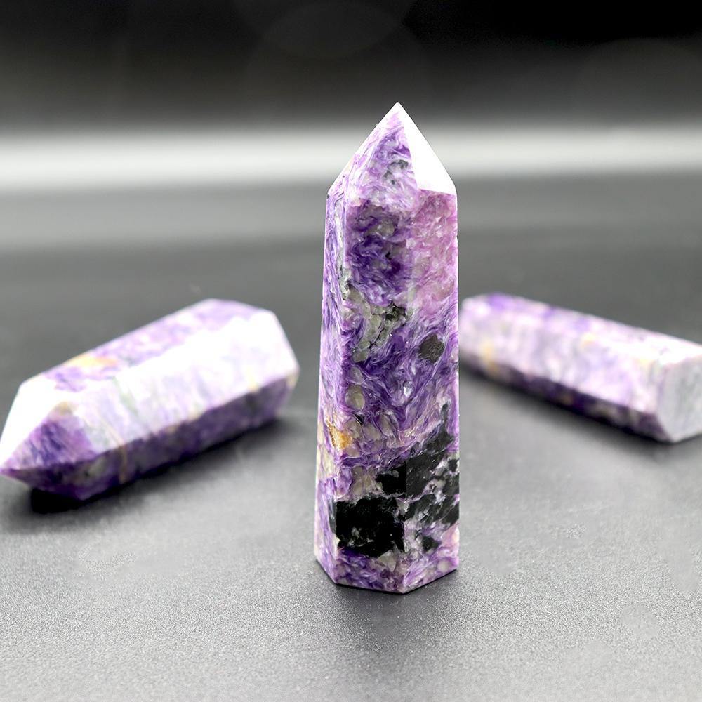 high quality charoite stone point -Wholesale Crystals