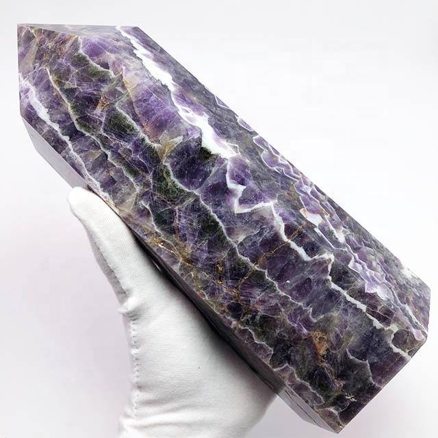 High quality large amethyst chevron tower -Wholesale Crystals