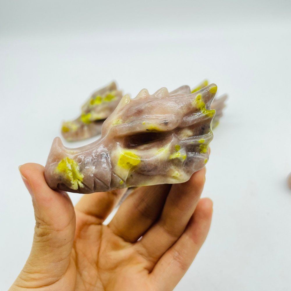 Peach Blossom Stone(Chinese name) Dragon Head Carving Wholesale -Wholesale Crystals