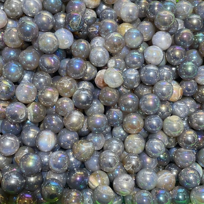 Aura Mini Geode Druzy Agate Spheres Wholesale - Wholesale Crystals