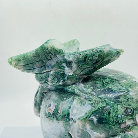 Beautiful Large Moss Agate Bird Skull Carving -Wholesale Crystals