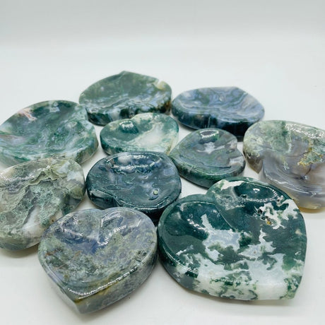 Beautiful Moss Agate Heart Shallow Bowl Carving Wholesale -Wholesale Crystals