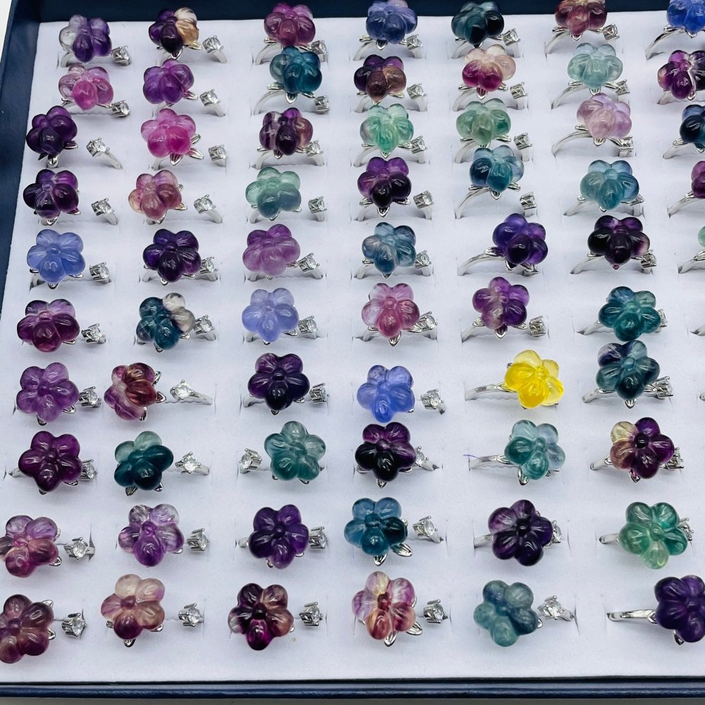 Beautiful Rainbow Fluorite Flower Ring Wholesale -Wholesale Crystals