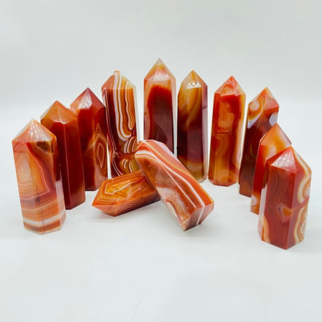 Beautiful Red Carnelian Stripe Tower Point Crystal Wholesale -Wholesale Crystals