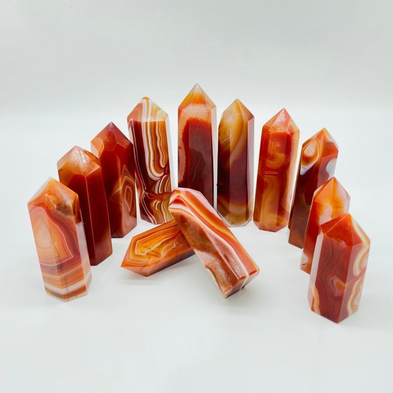 Beautiful Red Carnelian Stripe Tower Point Crystal Wholesale -Wholesale Crystals