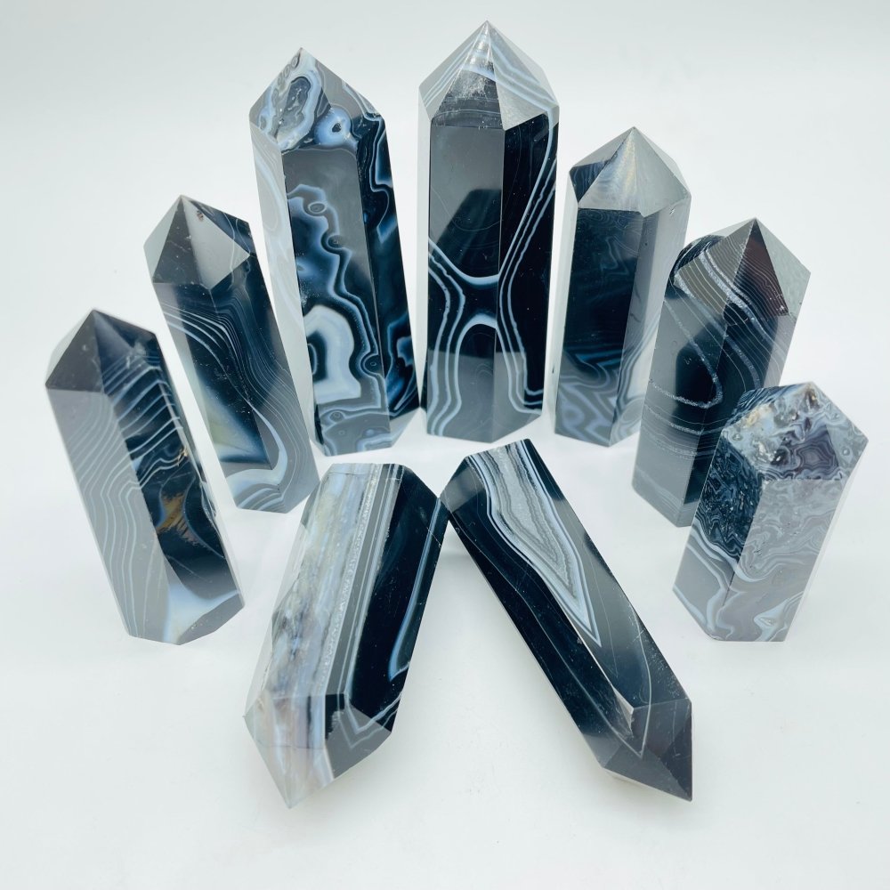 Black Agate Stripe Tower Points Crystal Wholesale -Wholesale Crystals