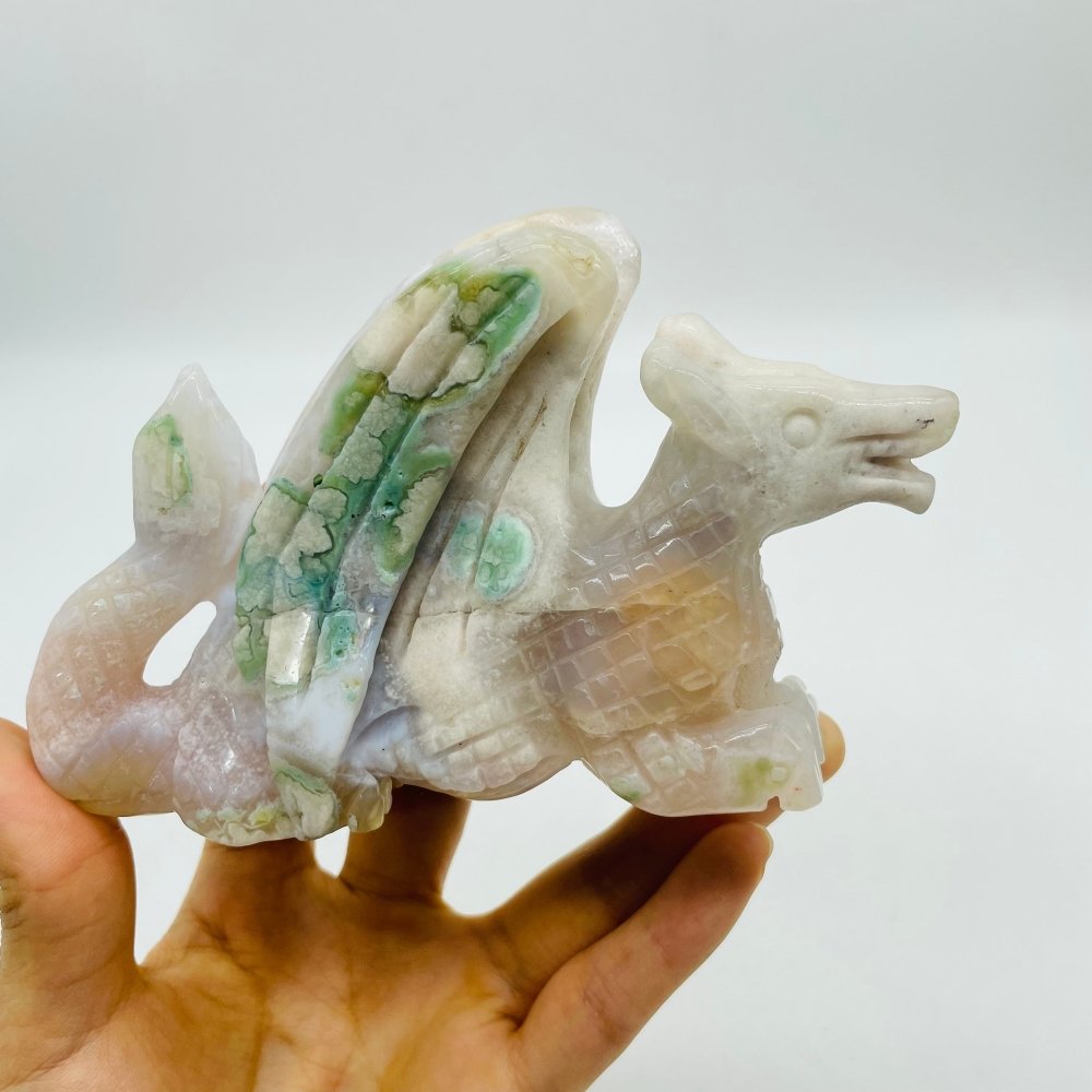 Sakura Flower Agate Flying Dragon Carving -Wholesale Crystals