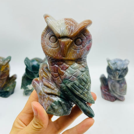 4 Pieces High Quality Ocean Jasper Owl Carving -Wholesale Crystals