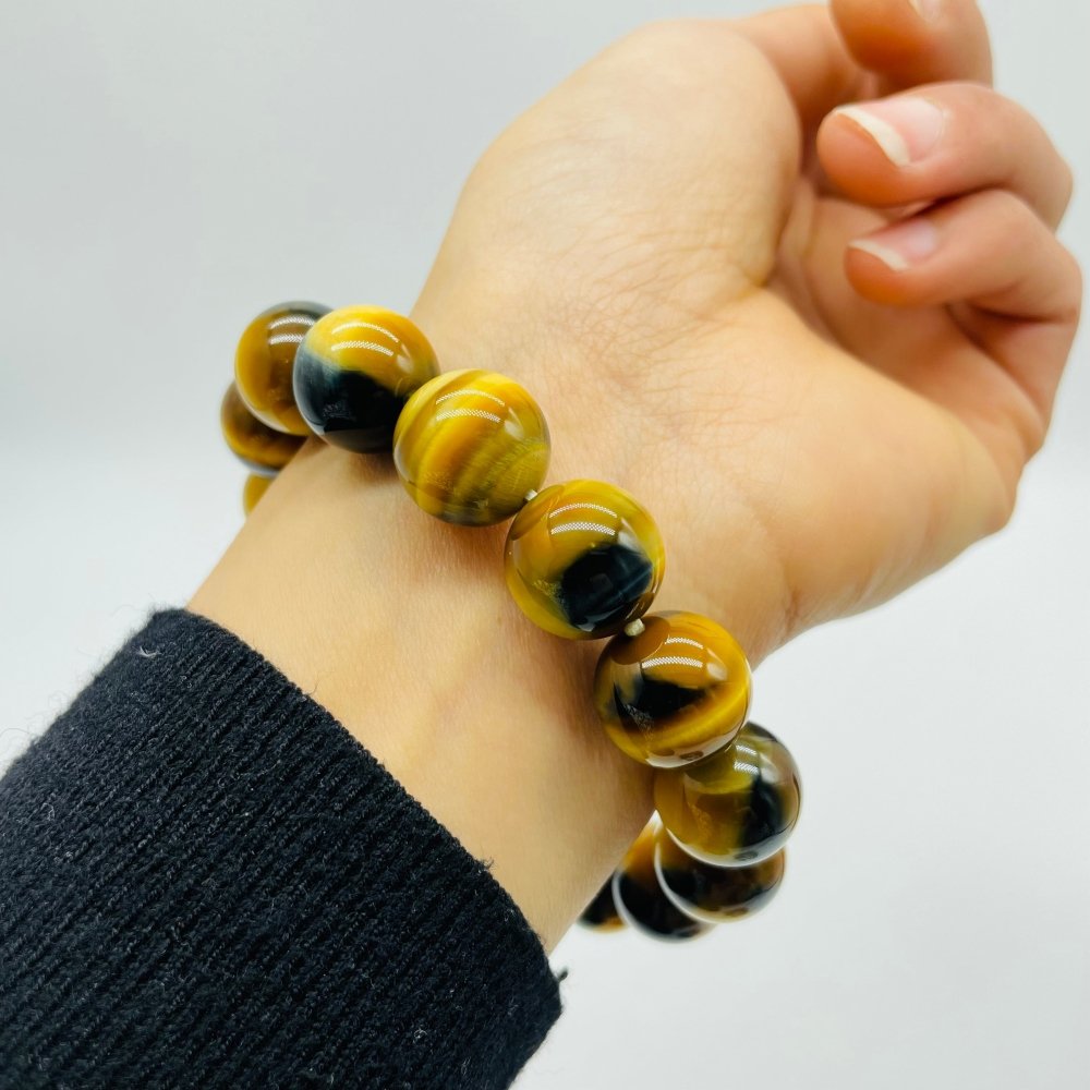 High Grade Gold Blue Tiger Eye Flash Bracelet (HGUB02) -Wholesale Crystals