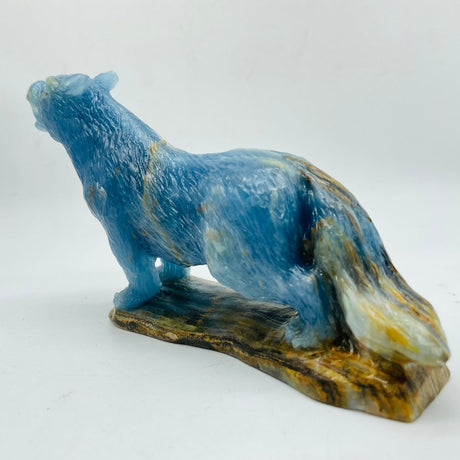 High Quality Large Blue Onyx Wolf Carving -Wholesale Crystals