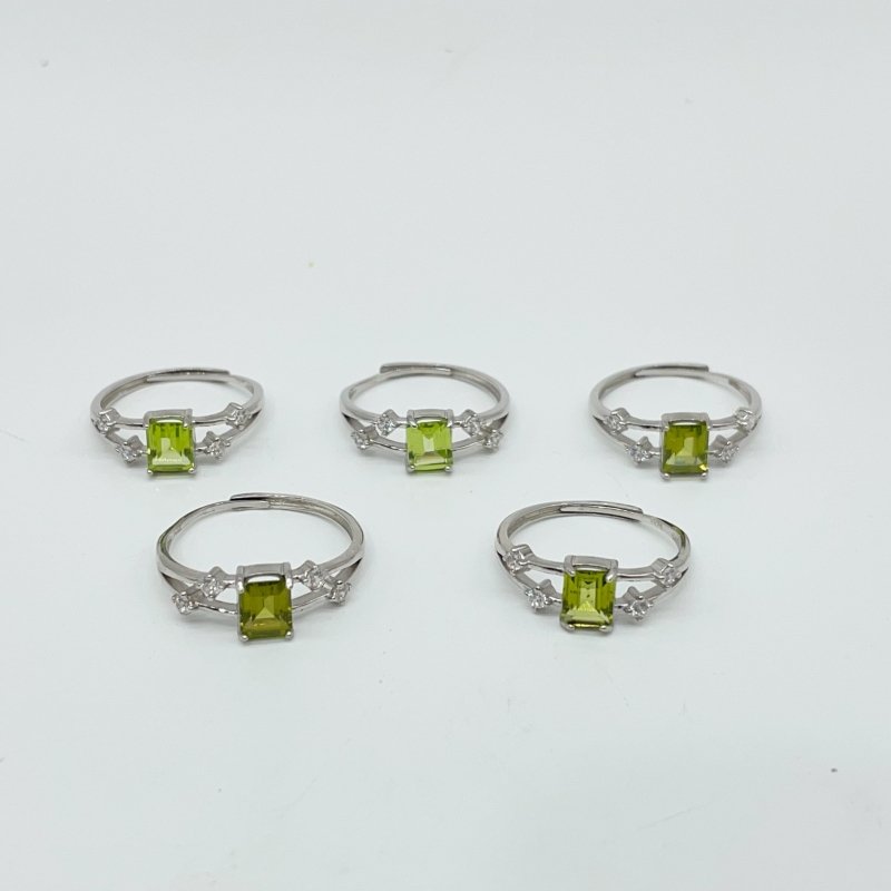 High Quality Peridot S925 Sterling Silver Cut Faceted Ring Wholesale -Wholesale Crystals