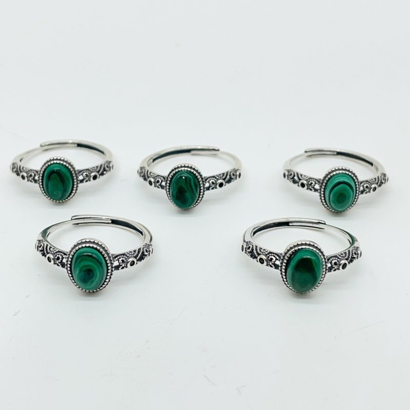 High Quality S925 Sterling Silver Malachite Ring Wholesale -Wholesale Crystals