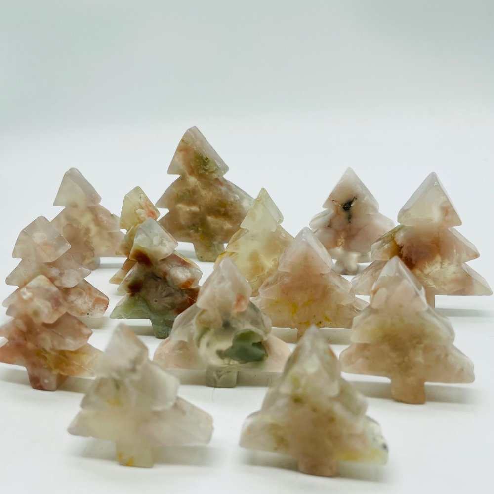 High Quality Sakura Agate Christmas Tree Carving Crystals Wholesale -Wholesale Crystals