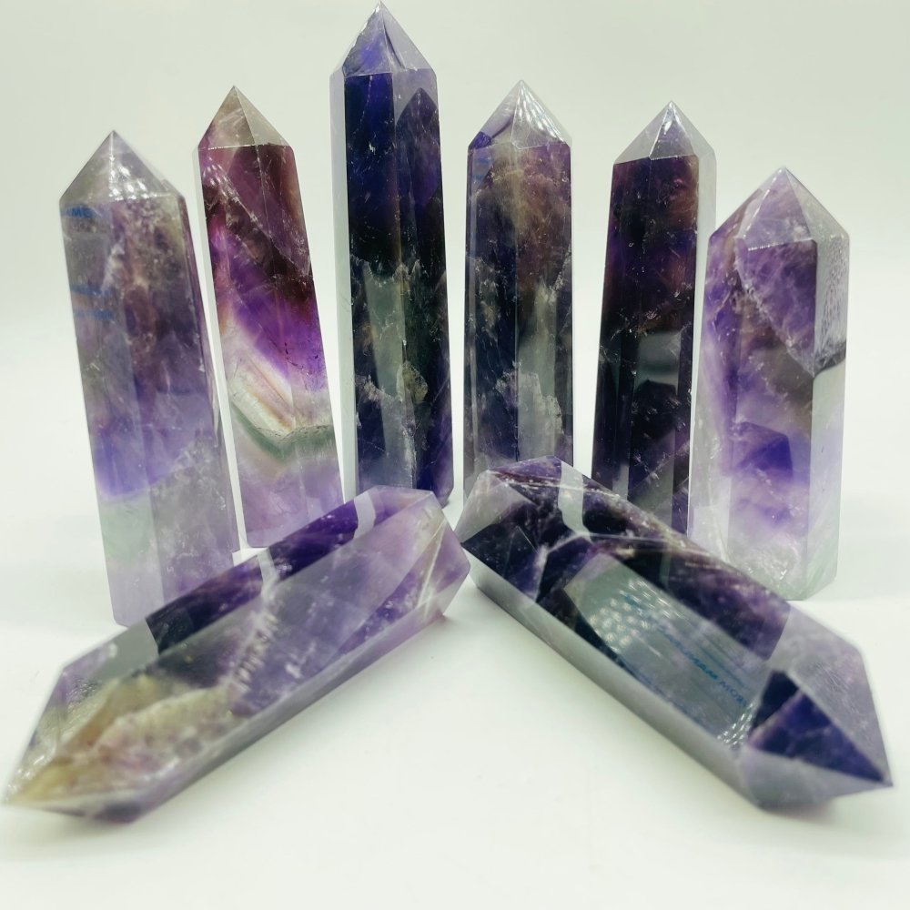 High Quality Transparent Deep Purple Chevron Amethyst Point Tower Wholesale -Wholesale Crystals
