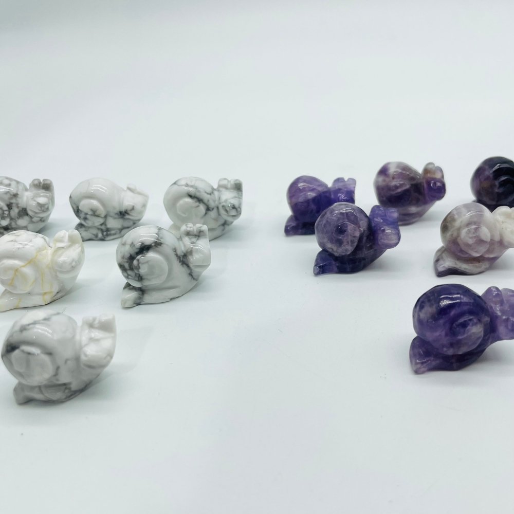 Howlite&Chevron Amethyst Snail Carving Crystal Wholesale -Wholesale Crystals