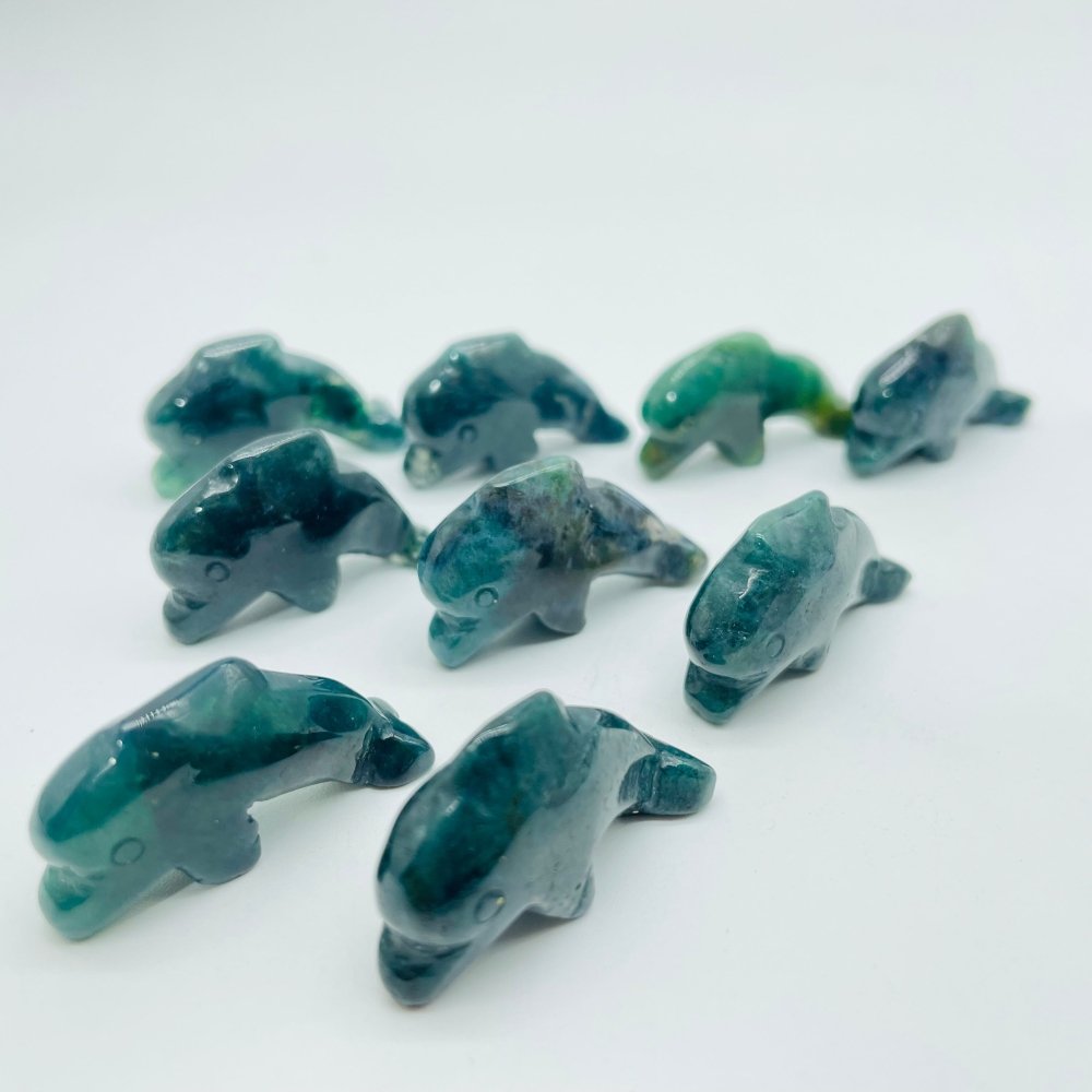 Howlite&Moss Agate Mini Dolphin Carving Wholesale -Wholesale Crystals