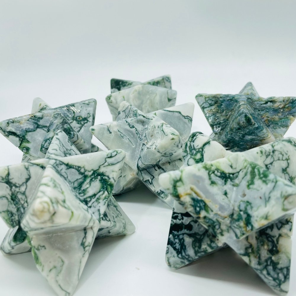 Large Moss Agate Merkaba Carving Wholesale -Wholesale Crystals