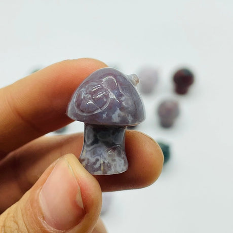Mini Beautiful Ocean Jasper Mushroom House With Flower Carving Wholesale -Wholesale Crystals