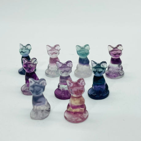 Mini Fluorite Hairless Cat Carving Animal Wholesale -Wholesale Crystals