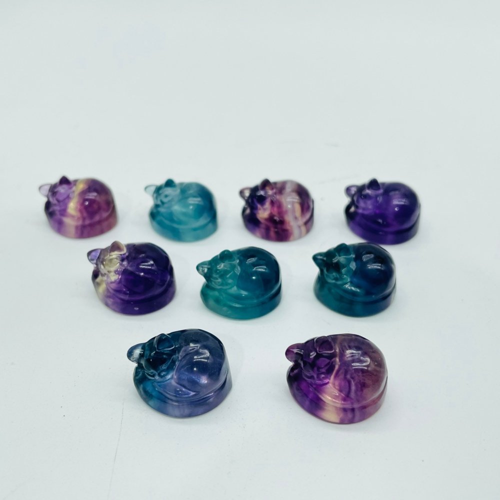Mini Fluorite Sleeping Cat Carving Wholesale -Wholesale Crystals