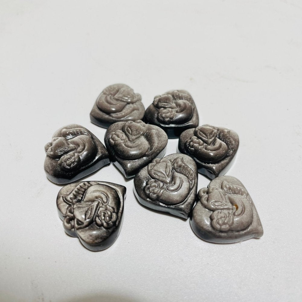 Mini Gold & Silver Sheen Obsidian Heart Fox Carving Wholesale -Wholesale Crystals