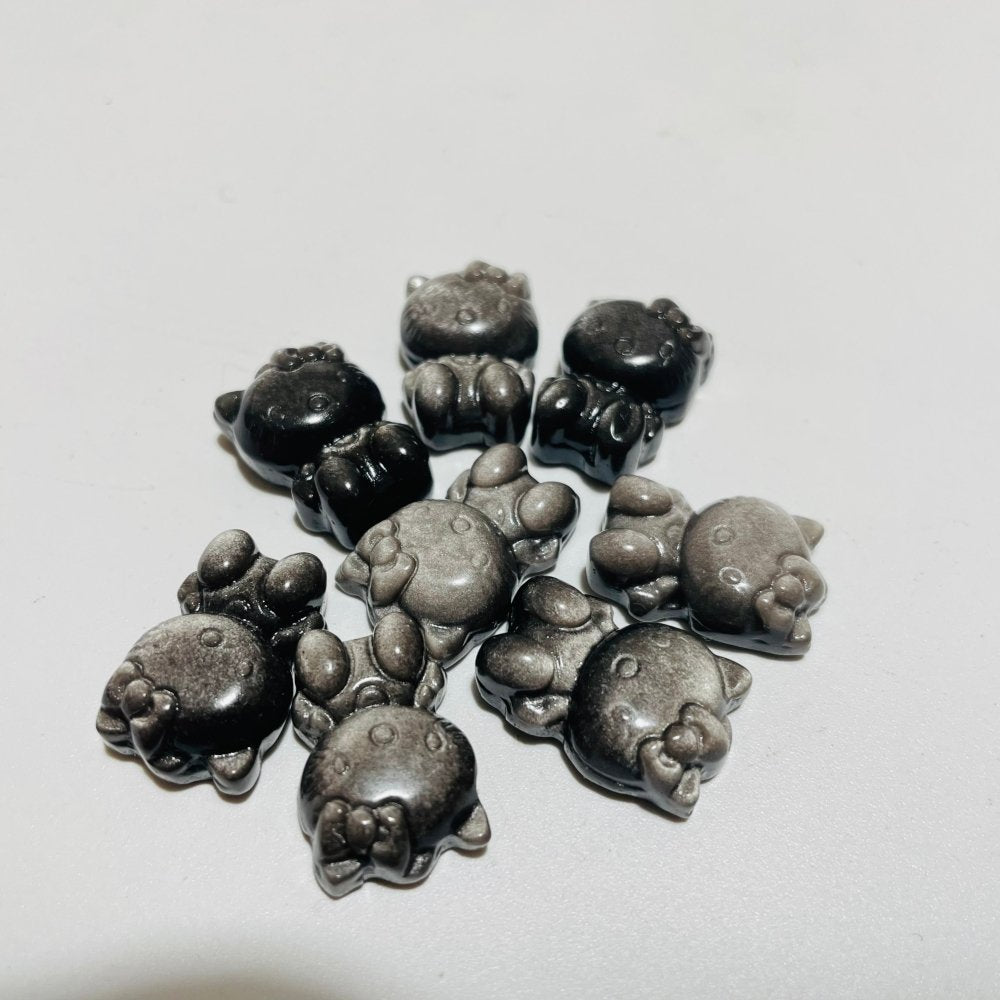 Mini Gold & Silver Sheen Obsidian Hello Kitty Carving Wholesale -Wholesale Crystals
