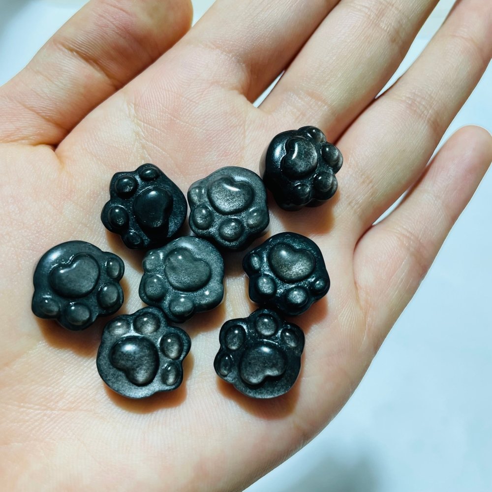 Mini Gold&Silver Sheen Obsidian Cat Paw Carving Wholesale -Wholesale Crystals