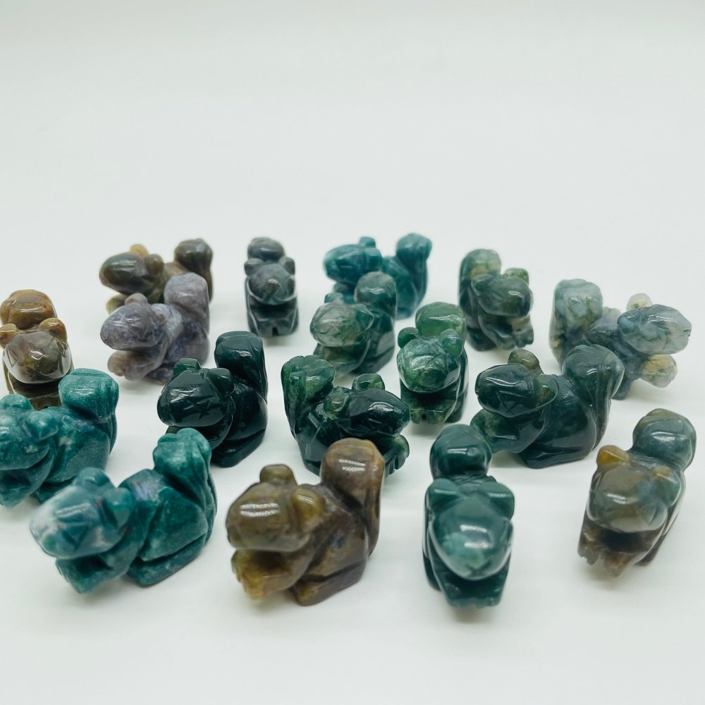 Mini Moss Jade Squirrel Carving Animals Wholesale -Wholesale Crystals