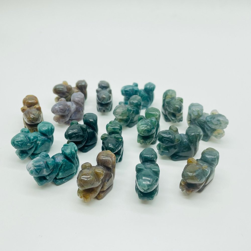 Mini Moss Jade Squirrel Carving Animals Wholesale -Wholesale Crystals