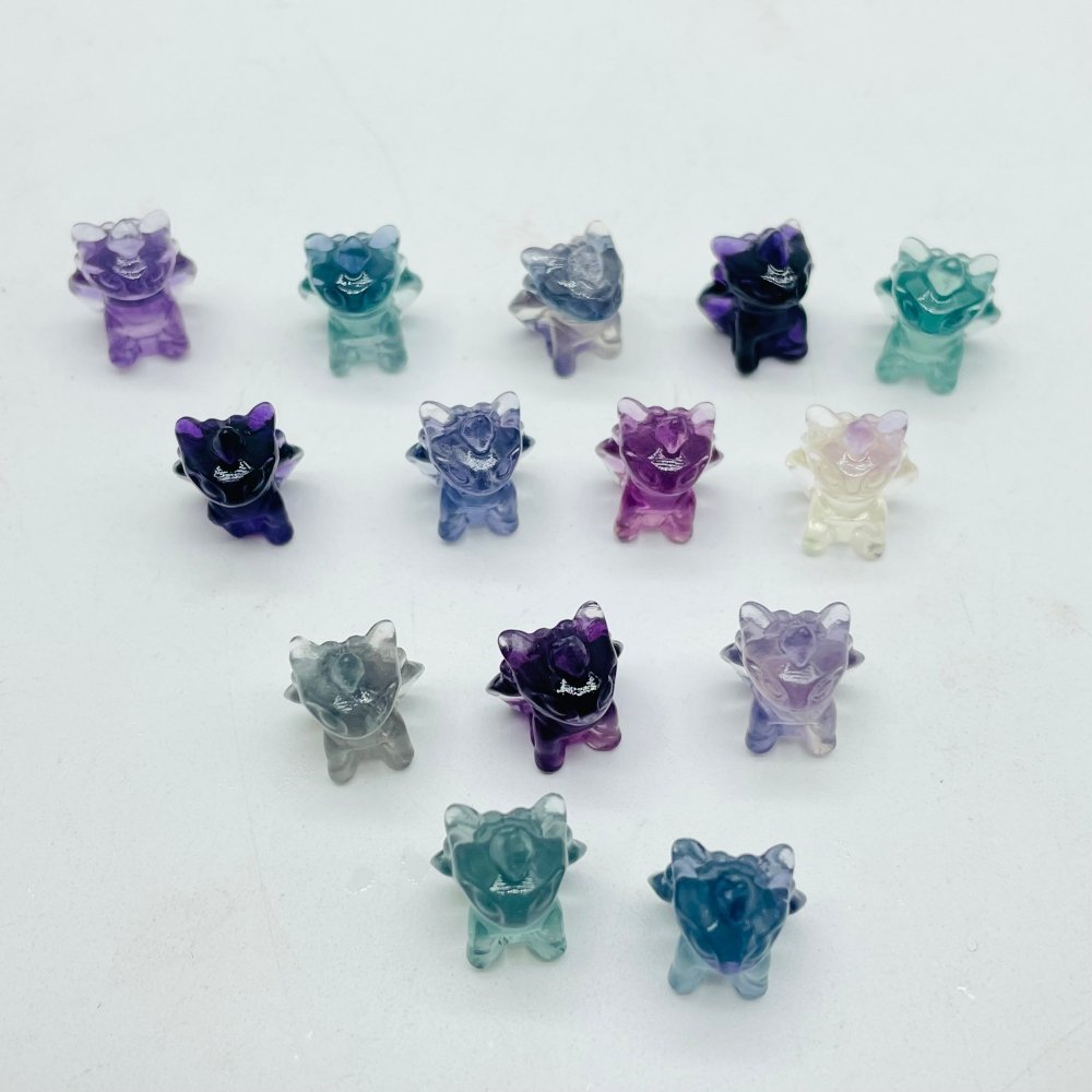 Mini Rainbow Fluorite Toothless Dragon Carving Crystals Wholesale -Wholesale Crystals