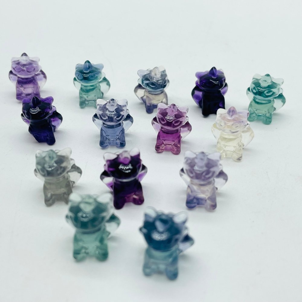 Mini Rainbow Fluorite Toothless Dragon Carving Crystals Wholesale -Wholesale Crystals