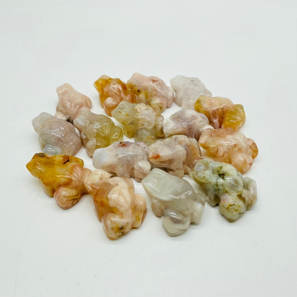 Mini Sakura Flower Agate Frog Carving Animals Wholesale -Wholesale Crystals