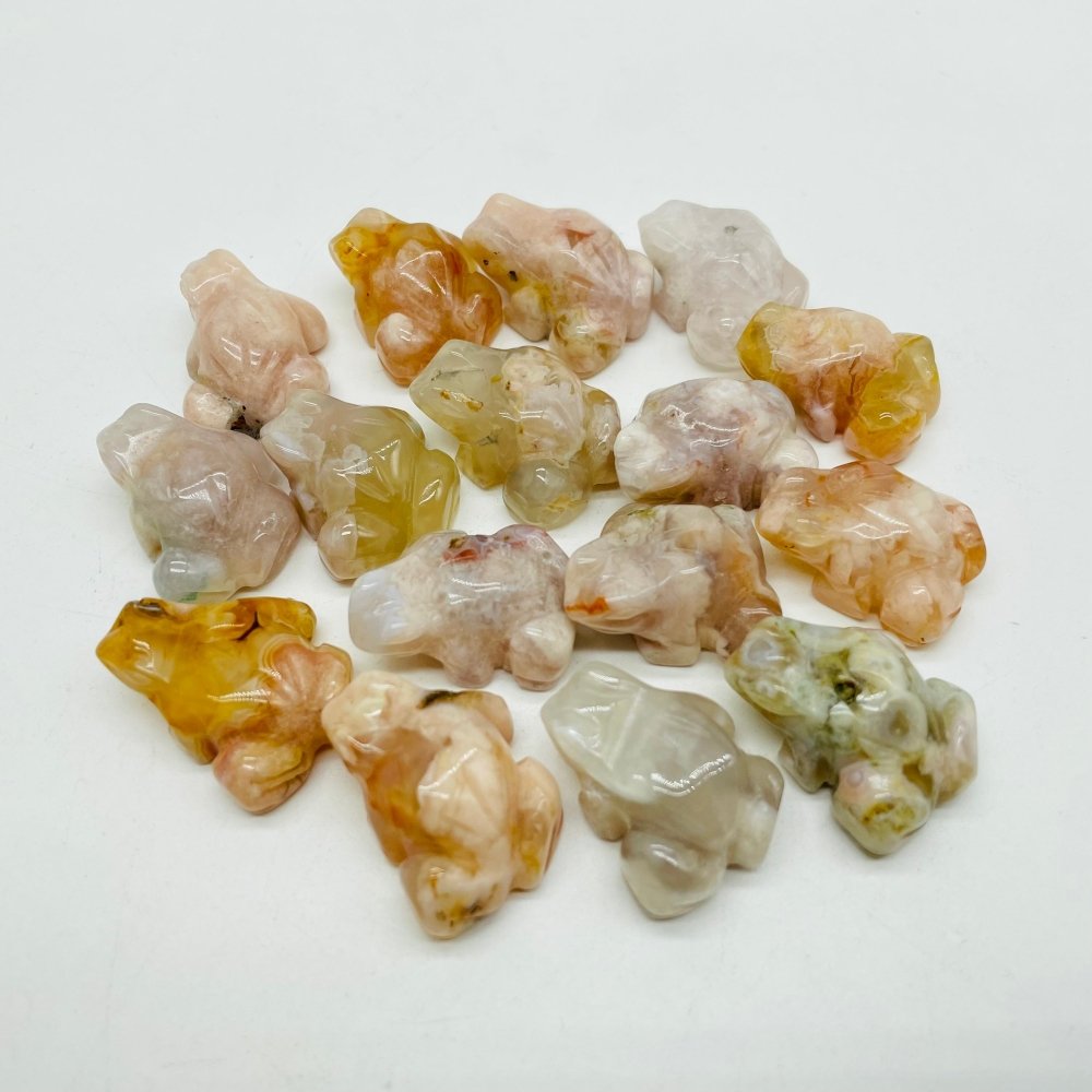 Mini Sakura Flower Agate Frog Carving Animals Wholesale -Wholesale Crystals