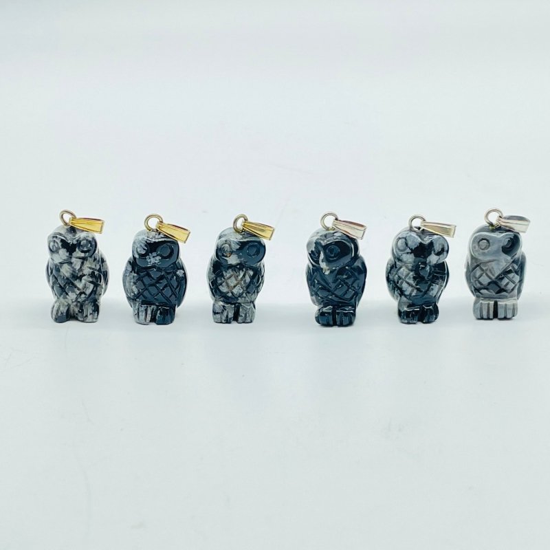 Mini Snowflake Obsidian Owl Pendant Wholesale -Wholesale Crystals