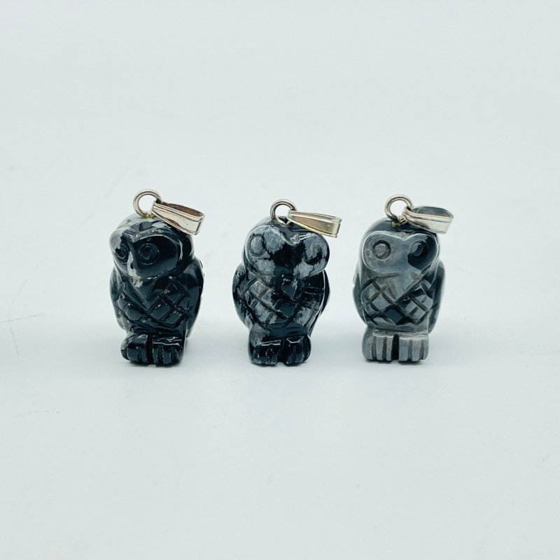 Mini Snowflake Obsidian Owl Pendant Wholesale -Wholesale Crystals