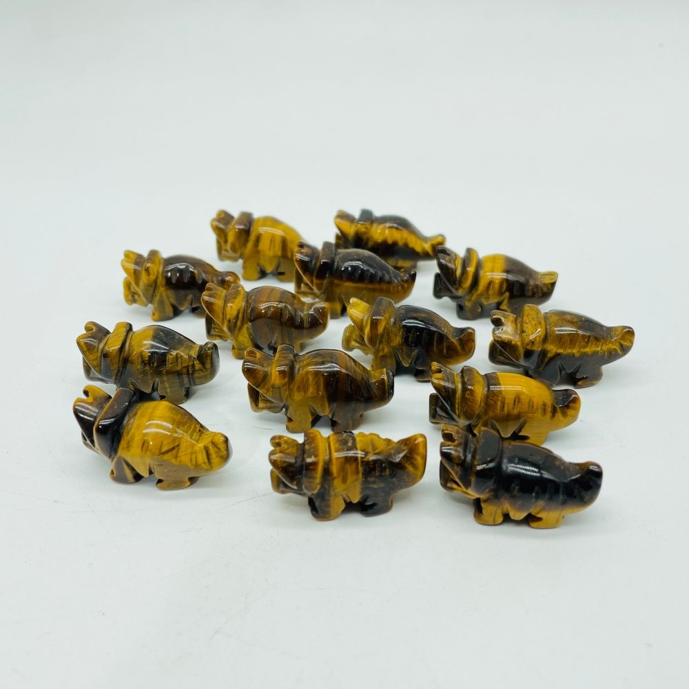 Mini Tiger Eye Three Horns Dinosaur Carving Wholesale -Wholesale Crystals