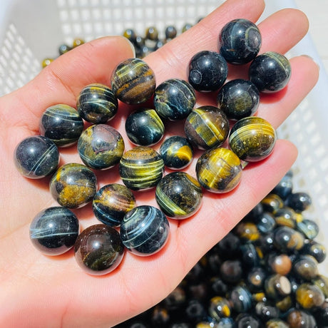 Mini Yellow Mixed Blue Tiger Eye Spheres Ball Wholesale -Wholesale Crystals