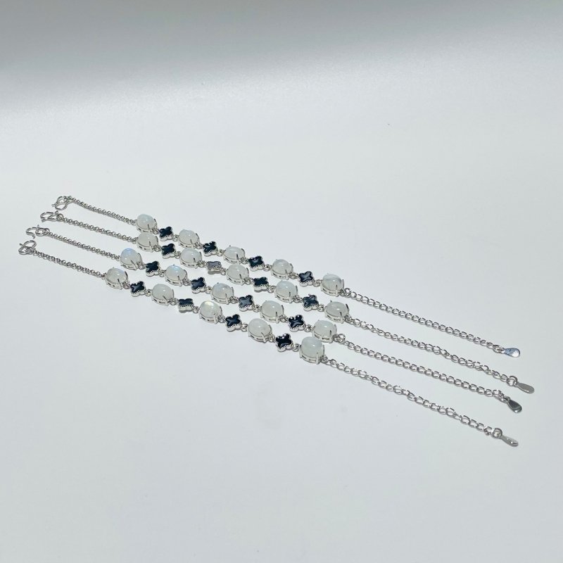 Moonstone Cute Four Leaf Clover Lucky Bracelets Crystal Wholesale -Wholesale Crystals