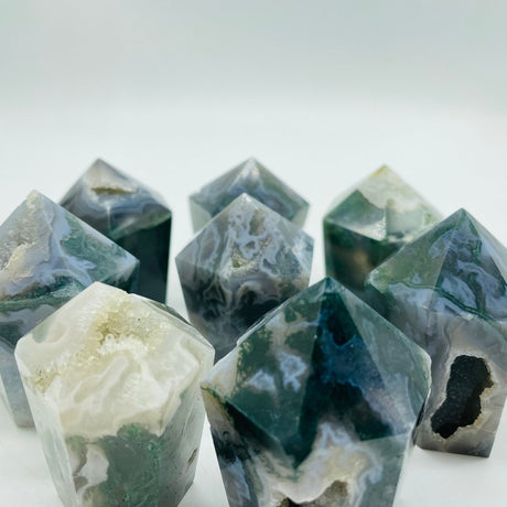 Moss Agate CupCake Shape Tower Points Wholesale -Wholesale Crystals