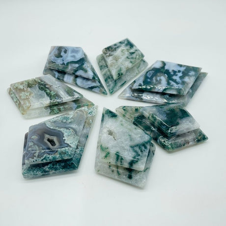 Moss Agate Double Rhombus Shaped Carving Wholesale - Wholesale Crystals