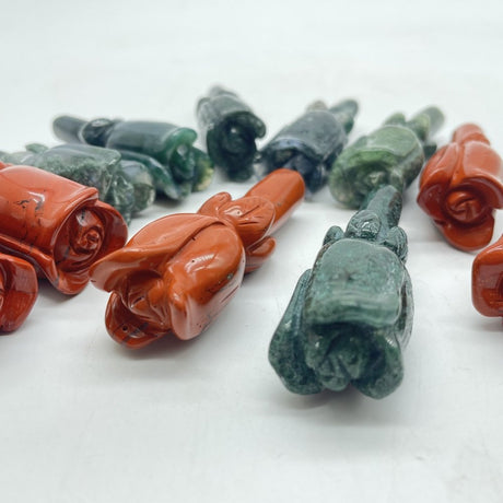 Moss Agate Red Jasper Rose Flower Carved Wholesale -Wholesale Crystals