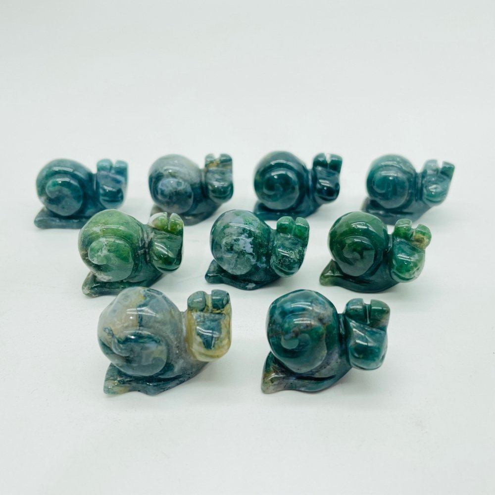 Moss Agate Snail Carving Wholesale -Wholesale Crystals