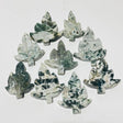 Moss Agate Sycamore Tree Leaf Carving Wholesale - Wholesale Crystals