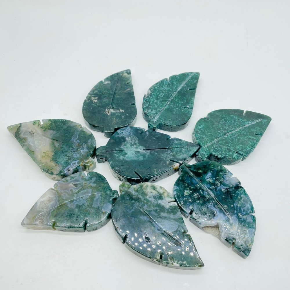 Moss Agate Tree Leaf Carving Wholesale -Wholesale Crystals