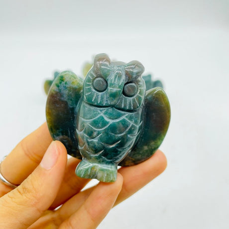 Moss Jade Owl Carving Wholesale -Wholesale Crystals
