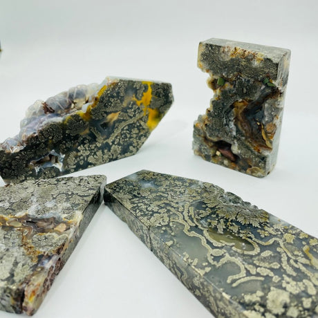 Natural Pyrite Flowers Symbiosis Mixed Agate Slab Wholesale -Wholesale Crystals