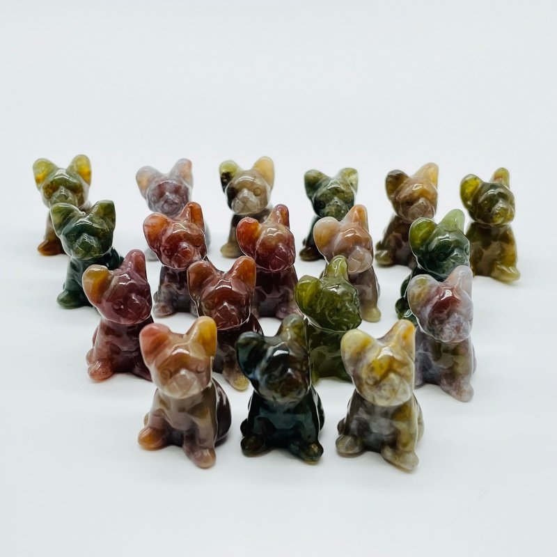 Ocean Jasper Dog Carving Wholesale Closeout -Wholesale Crystals